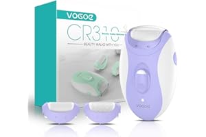 VOGOE Pedicure Elettrico Professionale, Set Piedi Ricaricabile Calli Piedi Rimozione con LED e 3 Rulli Ricambio, Kit Pedicure con 2 Velocità per Talloni Screpolati Pelle Morta e Duroni CR310 Viola