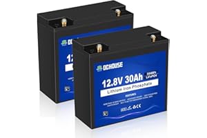 DCHOUSE DC HOUSE 2 Pack 12V 30Ah LiFePO4 Lithium Battery, Low Temp Cut-Off, 4000+ Deep Cycle Rechargeable Battery, Perfect for Scooter Pride Mobility Jazzy Select Electric Wheelchair, Trolling Motor