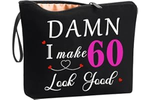 CoCoCherry 60th Birthday Gifts for Women, 60th Birthday Gift Ideas, 60 Year Old Birthday Gifts Cosmetic Bags, 60th Birthday Gift Perfect Ideas for Mom, Wife, Bestie, Best Friends, Sister(Black)