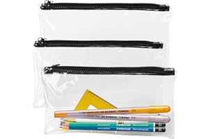 Kryzulax 3 Pezzi Astuccio Trasparente per Esami,Astucci Trasparenti Morbido,Astuccio Portamatite Custodia con Zip,per Cancelleria,Articoli da Toeletta,Trucco,Articoli da Viaggio e Ufficio