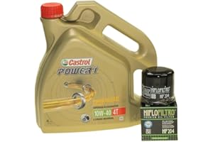 CITOMERX Citomex - Juego de cambios de aceite para moto (garrafa de 4 L de aceite Castrol SAE 10W-40 Power 1 4T, incluye filtro de aceite Hiflo HF204)