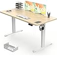 Devoko Electric Standing Desk 120x60cm with USB Charging Height Adjustable Desk with Desktop Sit Stand Up Table Heavy Duty Steel 3 Memory Smart Pannel(Beige)