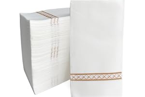 JINYUDOME Luxury Paper Hand Towels,Linen Feel Hand Towels,Soft,Durable,Absorbent Paper Hand Towel for Kitchen,Parties,Bathroom,Restaurant,Events,Pack of 50(Gold).