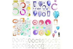 lyfLux 4 stampi in resina per orecchini con lunette aperte per resina, gioielli in silicone e ciondoli assortiti geometrici con cornice cava per artigianato fai da te in resina