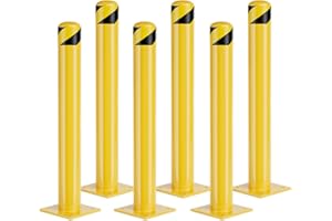 AILATIMOGO Parking Bollard Post, Bollards Steel, 4.5 Inch Diameter Bollard Covers, Yellow Powder Coated Safety Parking Barrier Post, for Traffic Sensitive Areas (8, 42inch)
