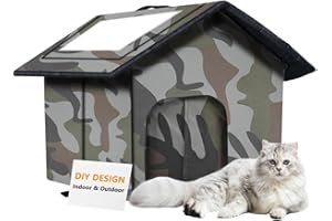 WHDPETS Casa para Gatos, Cama Gato Cueva Resistente Al Calor y Al Frío, Fácil de Limpiar, Casa para Gatos Exterior para Gatos y Perros Callejeros 35 X 36 X 39cm