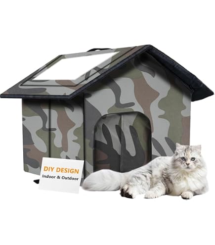 Niche Pour Chat Extérieure Résistante Aux Intempéries – Maison D’hiver Isolée Avec Cadre Pliable Pour Chats Errants Ou D’extérieur - 5