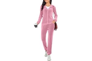 Aottori Damski dres aksamit szenilowy kombinezon zimowy dres gimnastyczny na co dzień pełny dres sportowy do domu z długim rękawem piżama dwuczęściowa bluza z kapturem i spodnie