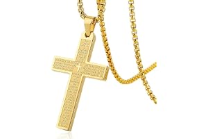 deegbbyi Korskedja flicka, smycke rostfritt stål herr halsband, gåvor till dop, guld, halsband Jesus Kristus kors hänge, för