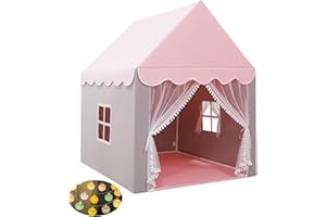 ELEPURE Kinderzelt Indoor mit Licht Kinderspielzelt Prinzessinnenzelt für Mädchen Kinderhüttenzelt Indoor für Jungen Mädchen【Ohne Kissen,100×120×130cm】