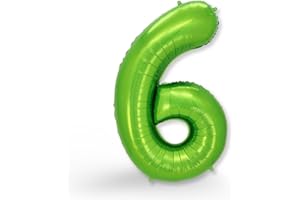 FUNXGO Palloncino numero 6 verde – Numero gigante palloncino circa 100 cm – Palloncino numero 6 – vola con elio – per 6 ° compleanno, matrimonio, anniversario, festa, decorazione per feste