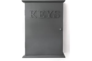 GreyZouq Key Cabinet - Wall-Mounted Chic Storage Rack with Hooks | Keybox Hanger for Hallway, Kitchen & Home Decor | Stylish Key Holder Organizer (Dark Grey)