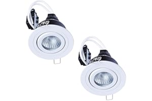 LITECRAFT Recessed Downlight IP65 Rated Tiltable Spotlight - (Matte White, Pack of 2)