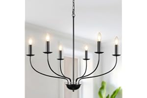 MRHYSWD Kronleuchter Schwarz Vintage 6 Flammig Deckenleuchte Wohnzimmer, Industrial Deckenlampe Hängend Mit E14 Fassung, Kronleuchter Modern für Küche Schlafzimmer Flur, Höhenverstellbar