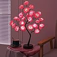 GLOWSERIE Rose Table Lamps for Home Decoration, Light Up Rose Tree Lamp, Girls Gift for Mothers Day, Tabletop Artificial Flower Bonsai Tree Light for Valentine's Day Christmas Bedroom (Pink)