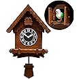 Three Secondz Open and Close Door Plastic Cuckoo Without Glass Wall Clock Full Brown Pack of 1 (NO Music ON/Off Button, Analog)