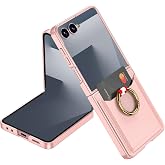 CONSTRAIN - Galaxy Z Flip 7 ile uyumlu Samsung Kılıf Ring Y&uuml;z&uuml;kl&uuml; Kartlıklı Karbon Deri Desenli GKK Premium Korumalı Kapak