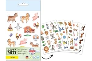 Magaluga 125 hautfreundliche Tiere Kinder Tattoo Mitgebsel Mitbringsel Kindergeburtstag dermatologisch getestet: SEHR GUT temporäre Tattoo Kinder MADE IN GERMANY