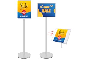 VAIIGO A4 Cartel de pie Soporte de la muestra del soporte de la muestra del piso Heavy Duty Display Stand Menú de pie al aire libre, Exposición, Restaurante, Tienda, Negocios, Oficina, Boda, Plata