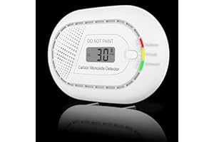 Safeliveo Kohlenmonoxidmelder Warnmelder tragbar mit 10 Jahre Sensor, Display, Testknopf und Lauter 85 dB Alarm CO Melder, weiß Kohlenmonoxid Warnmelder 1 Stück