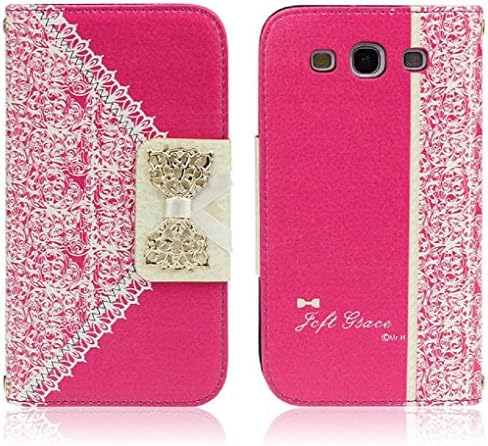Ukamshop Cute Pink Lace Bow Flip Wallet Leather Case Cover (Samsung Galaxy S3 Hot Pink)