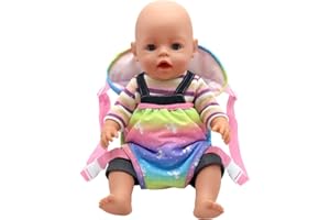 Neuytiky Marsupio Porta Bambole Zaino Carrier per Bambole 18 Pollici con Accessori Regolabile Idee Regalo per Bambini Ragazze (Arcobaleno)