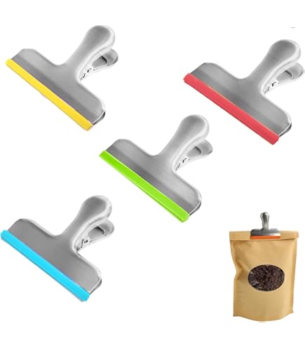 10 Clip Per Sacchetti In Acciaio Inox 31mm - Mollette Chiudi Pacchi Per Cibo, Caffè E Pane, Con Foro Per Appendere - 3