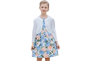 SMILING PINKER Girls' Long Sleeve Lace Bolero Cardigan Shrug