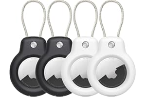 SPGUARD Kompatibel mit Apple AirTag Anhänger Secure Halter mit Kabel, 4er Pack Air Tag Lock Case Schlüsselanhänger Schlüsselring Hülle Gepäckanhänger für Schlüssel, Gepäck & mehr