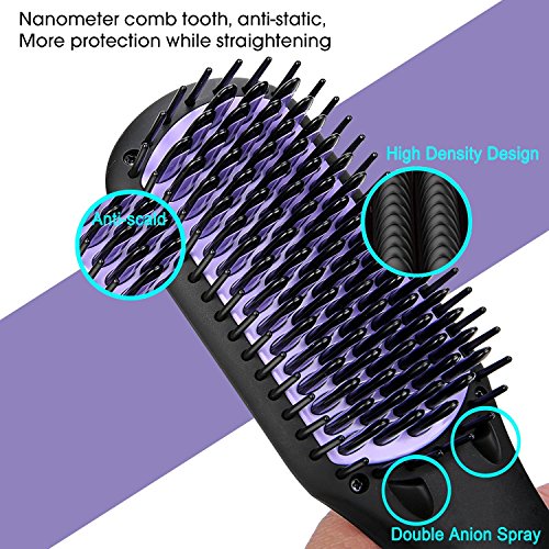 Ionen Glätteisen Haarglätter Bürste,Dare Color LCD Styling Glättungbürste Mit Schnellaufheizungsfunktion Und Perfekt Hitzeschutz Absolut-Anti-Verbrühung Anion Hair Straightener Für Lange und kurz Haare Haarpflege - 4