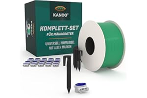 kanoo® Installationsset für Mähroboter mit 250m Begrenzungskabel + 500x Erdnägel + 20x Kabelverbinder – praktisches Komplett-Set fürs Verlegen von Begrenzungsdraht aller gängigen Marken
