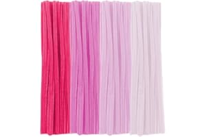 QIKAARA 100 Pieces Pink Pipe Cleaners for Craft, 6 mm x 30 cm Long Pipe Cleaners, Flexible Chenille Stems Craft Supplies, Chenille Wire Bending Plush for DIY, Art Project, Decoration (4 Styles Pink)