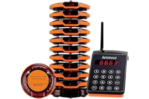 ‎RETEKESS Retekess TD156 Bezprzewodowy System Przywoławczy, 10 Pager, 800M Daleki zasięg 48 H Długi Czas Czuwania, IP66 Wodoodporny, Restauracja Bar Szpital Logistyka