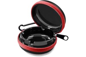 FEMONGY cendrier de poche anti odeur, cendriers de poche, cendrier anti odeur, cendrier de poche, cendrier portable, Souvre facilement, grande capacité, adapté aux voyages (Noir)