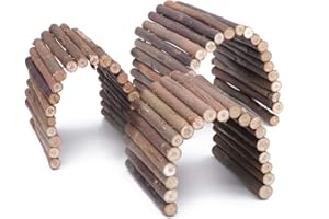 Wudong 3 Stück Holzleiter Kaubrücke Versteck Hauszaun Flexible Klettertreppe für Hamster Reptile Eidechse Schildkröte Igel Kleintier Kauspielzeug