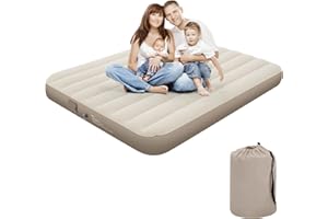 ZODAS Double Airbed with Built in Pump, Inflatable JUST One-click, Air Mattress Double Air Bed Electric Inflatable Mattress Self Inflating Bed Blow up Mattress Air Guest Bed, 198x152x25cm, Brown