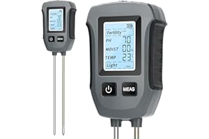 Heemol PH Messgerät 5 in 1, Multifunktionaler Bodentester für Fruchtbarkeit, PH, Luftfeuchtigkeit, Temperatur, Licht, Hochpräzises Bodenmessgerät für Gärten, Pflanzen und Zimmerpflanzen