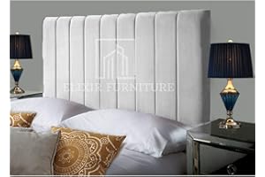 ELIXIR FURNITURE Portland Handmade Headboard Divan Bed Headboard | Plush Velvet Headboards for 4ft6 Double Size Bed | Elegant design with wooden material headboards for beds (Silver, 4ft6 Double Height-36inch)