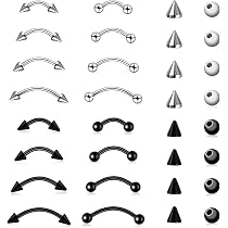 16 Pièces De Bijoux De Piercing En Acier Chirurgical - Barbells Courbés Pour Sourcil, Labret, Lèvre, Oreille (16G, 6-12mm)