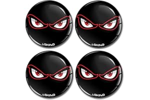 SkinoEu® 4 x 50mm Adesivi Resinati 3D Gel Stickers Auto Coprimozzo Universale Logo Silicone Autoadesivo Stemma Adesivo Copricerchi Tappi Ruote No Fear Eyes A 4050