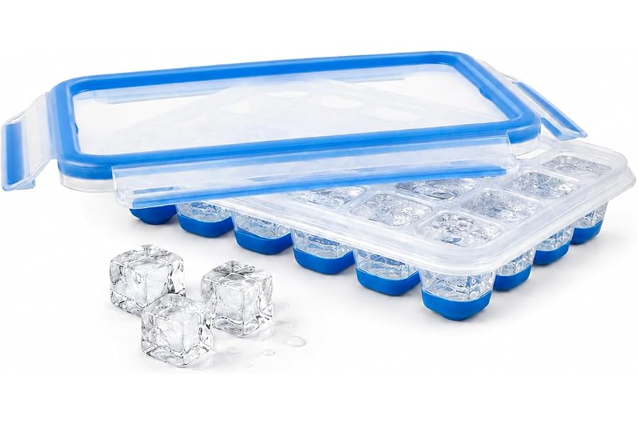EMSA Clip & Close Frischhaltedose, Eiswürfelform, 22,6 x 16,5 x 4,9 cm, flexibler Boden, Aufbewahrungsbox, 100 Prozent dicht,