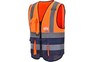 AYKRM Chaleco de seguridad Reflectante Alta visibilidad Ropa de trabajo chaleco Cremallera Seguridad Chaleco de Trabajo Multibolsillos 21 colores
