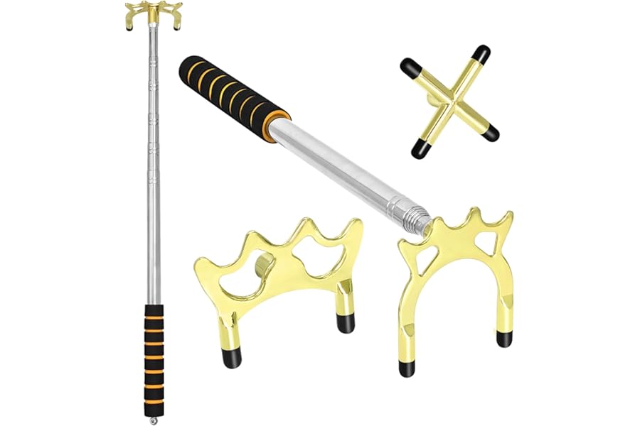 Naissgo Telescopic Snooker Cue Stick Bridge, Extension Billiard Cue Bridge with 3 Removable Brass Bridge Heads, Retractable Pool Rest Stick with 23.8-65.6’’, Pool Accessories for Game, Competition