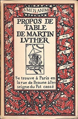 Propos de Table de Martin Luther (livre premier) en ligne Propos de Table de Martin Luther (livre premier) en ligne