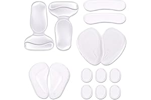 DRERIO 14 Pcs Heel Cushion Pads Shoe Heel Inserts for Shoes Silicone Shoe Pads Gel Heel Grips Adhesive Shoe Pads for Too Big Shoes Transparent Heel Insole Heel Cushions & Cups for Women and Men