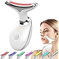 Leotop Red Light Therapy for Face Electric Massager, Rejuvenation for Face & Neck Beauty Firming Wrinkle Removal Device, EMS Anti-Wrinkle Skin Care Massage Heating Tool. (7 Light Modes-White)