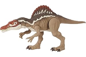 Mattel Jurassic World Mâchoires Extrêmes Spinosaure, figurine articulée de dinosaure avec gueule géante et décoration réaliste, jouet pour enfant, HCK57