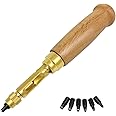 Supkeyer Adjustable Screw Hole Punch Auto Leather Tool Bookbinding Drill Tool,Paper Punch,Craft Punches, 6 Tips Sizes 1.5mm 2mm 2.5mm 3mm 3.5m 4mm