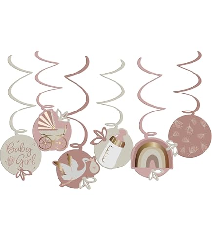 Folat 24995 Decoration Baby Shower Fille - Ballons Latex - Blooming Baby Girl - 33 Cm - 6 Pièces - Pour Révélation De Genre Decoration