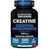Bandini® Creatina Monoidrata Micronizzata MERCURIO FREE 500 Compresse da 3000mg per dose - Integratore per Allenamento, Pales